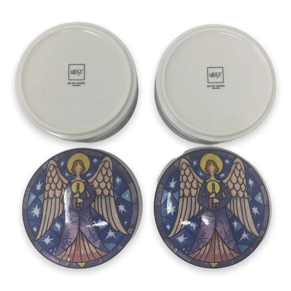 Mikasa Angel Round Trinket Box‎ Candy Dish with Lid HK501 Indonesia - Set of Two